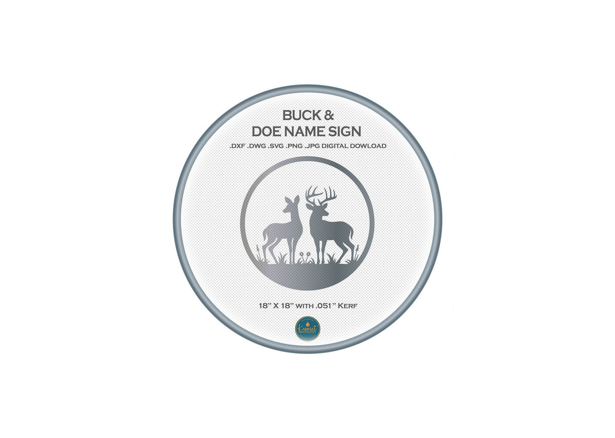 Buck and Doe Circle Sign DXF/SVG design preview with file details