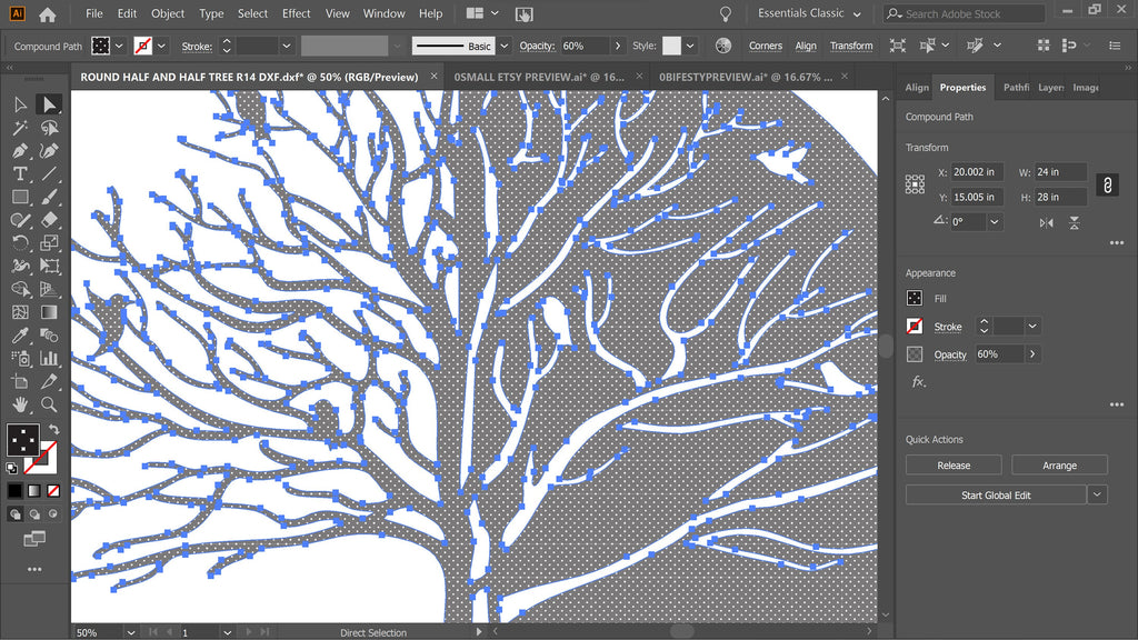 Tree of Life vector paths in design software