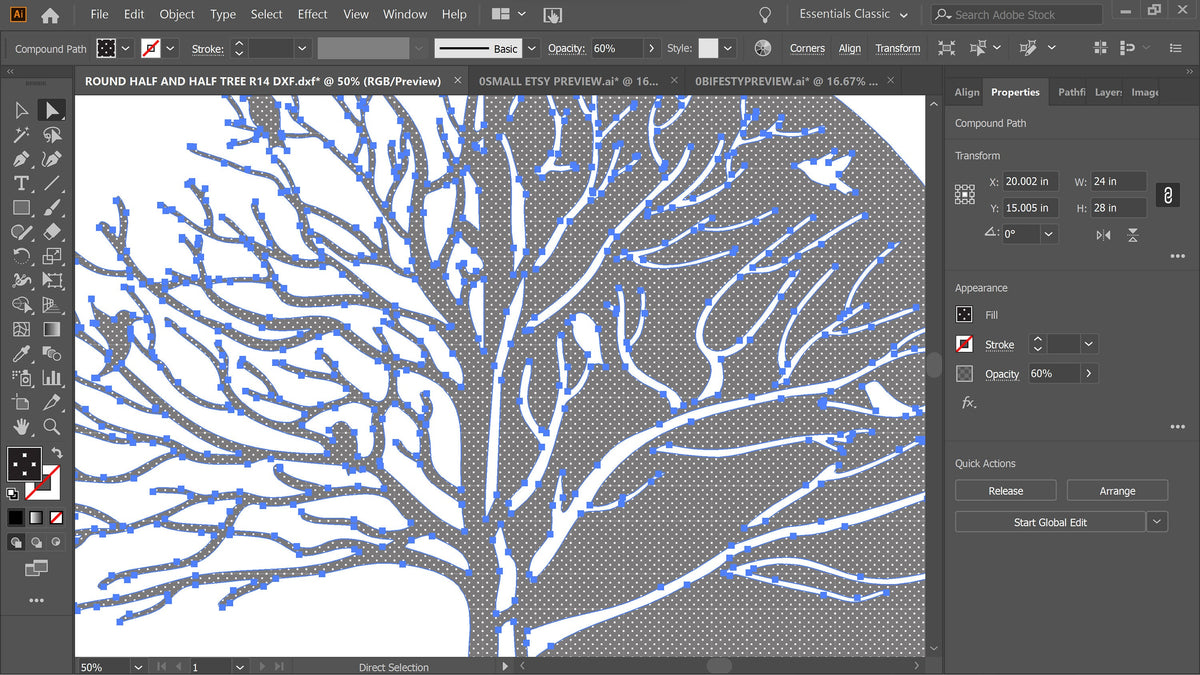 Tree of Life vector paths in design software