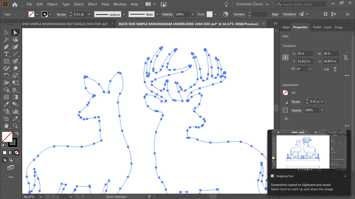 Buck and Doe Name Bar Sign vector paths in design software (photo 4)