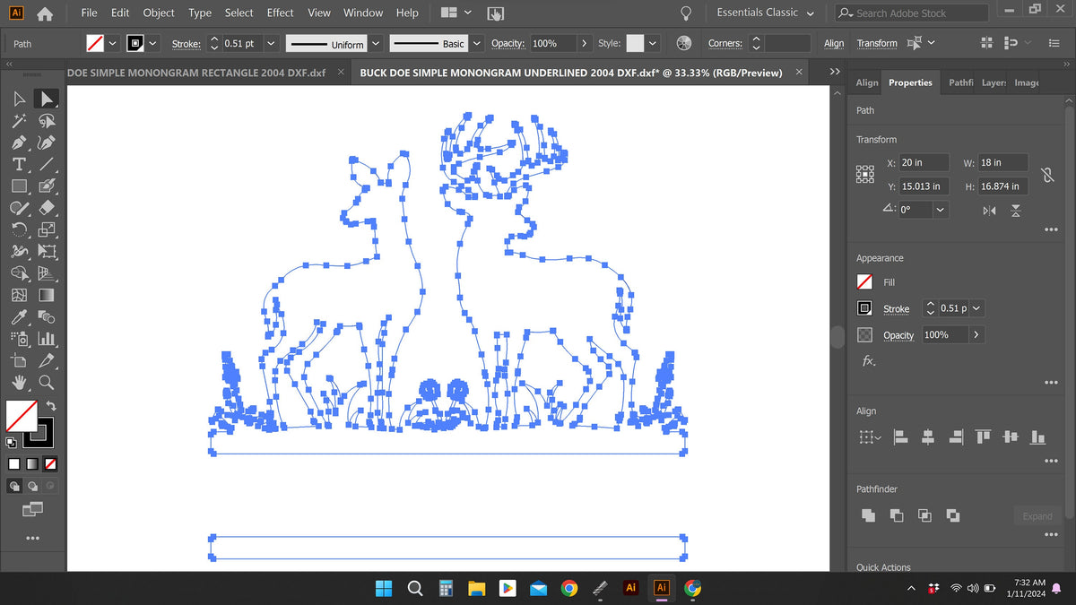 Buck and Doe Name Bar Sign vector paths in design software (photo 5)