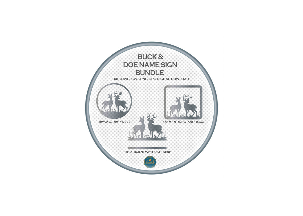 Buck and Doe Deer Signs, Set of 3 DXF/SVG design preview with file details