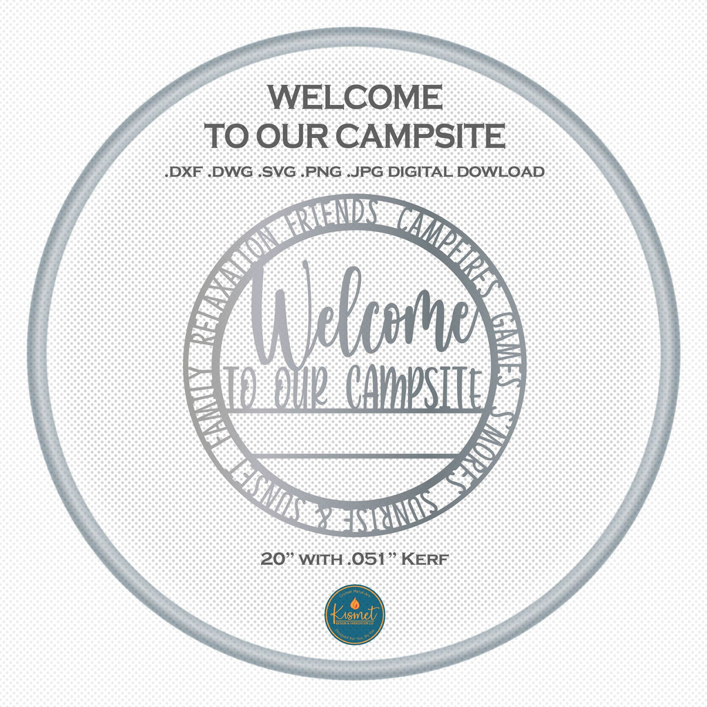 Welcome to Our Campsite Sign DXF/SVG design preview with file details (photo 6)