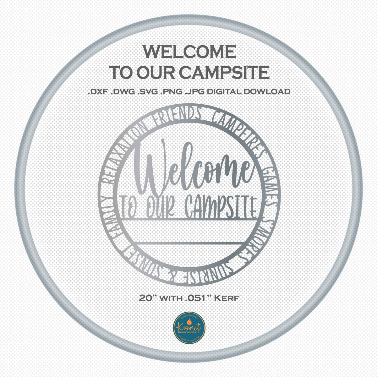Welcome to Our Campsite Sign DXF/SVG design preview with file details (photo 6)