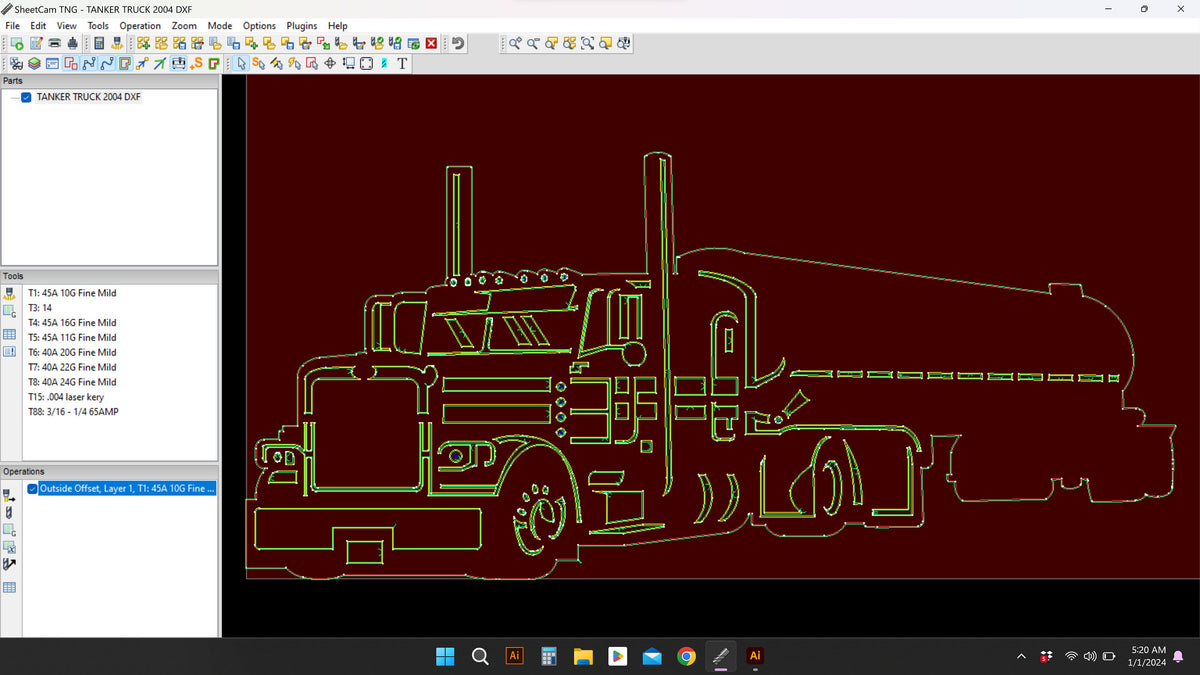 Tanker Semi Truck vector paths in design software (photo 5)