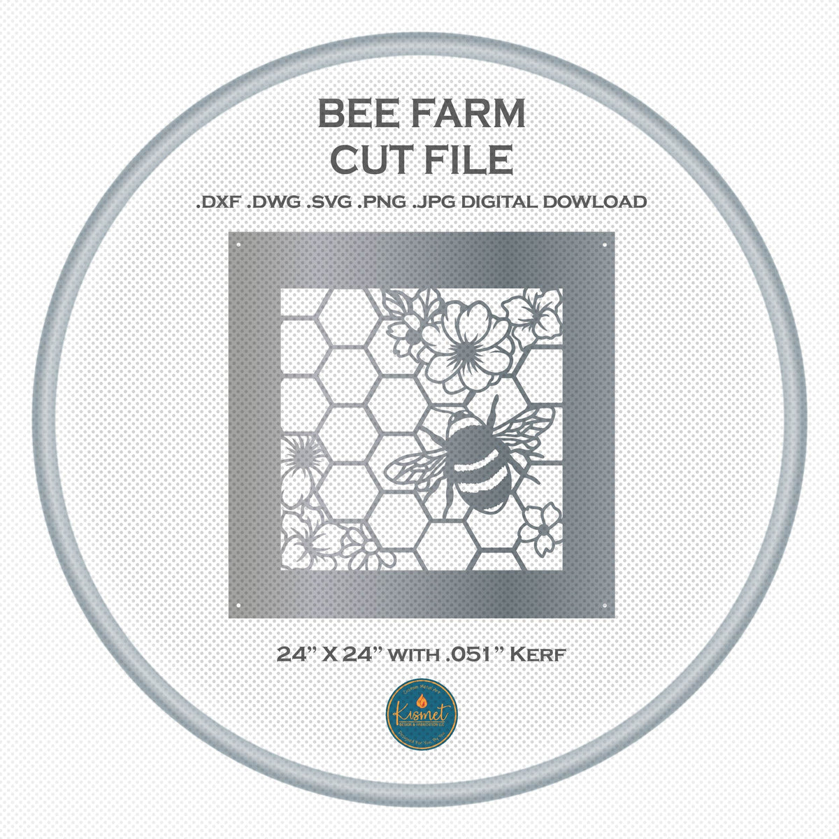 Personalized Bee Honeycomb Sign DXF/SVG design preview with file details (photo 6)