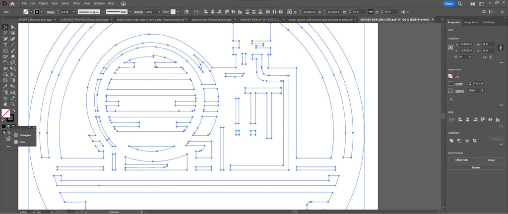 Custom Whiskey Barrel Bar Sign vector paths in design software (photo 4)