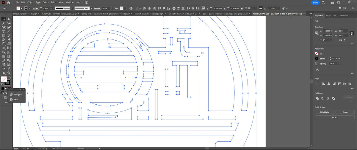 Custom Whiskey Barrel Bar Sign vector paths in design software (photo 4)