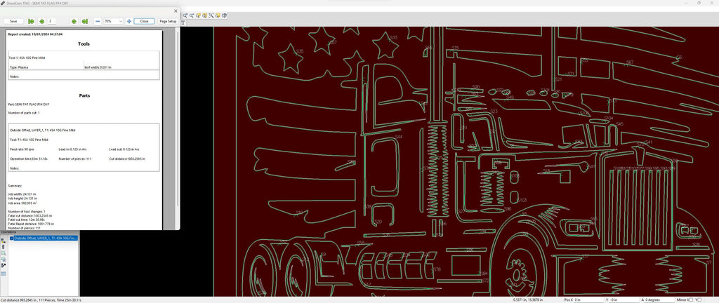 Semi Truck Tattered Flag Panel vector paths in design software