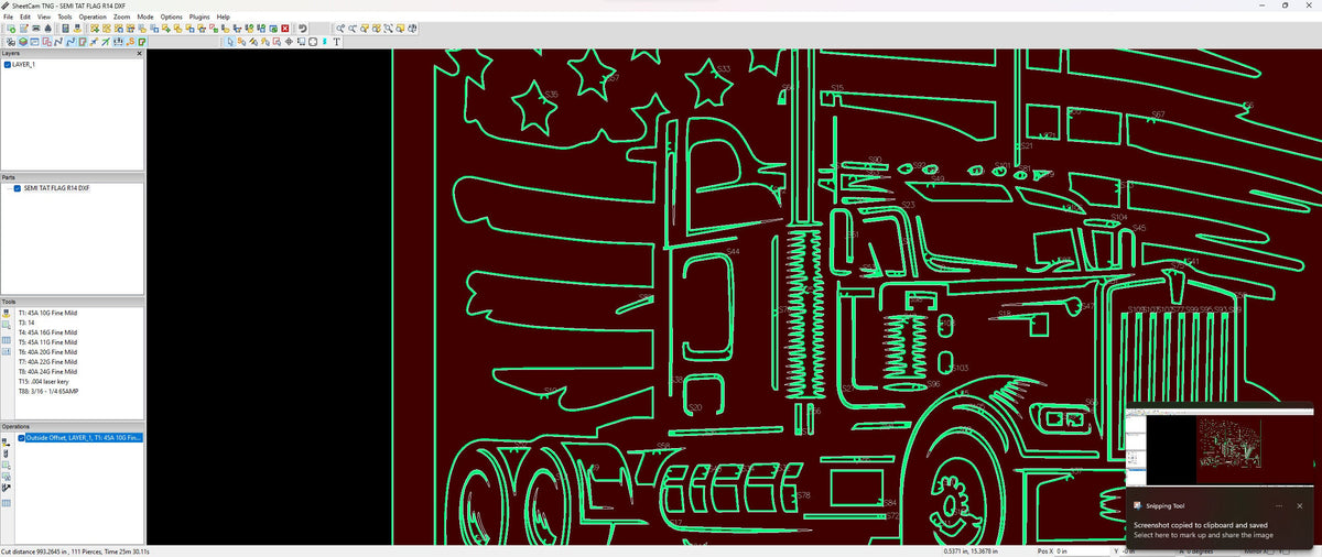 Semi Truck Tattered Flag Panel vector paths in design software (photo 7)