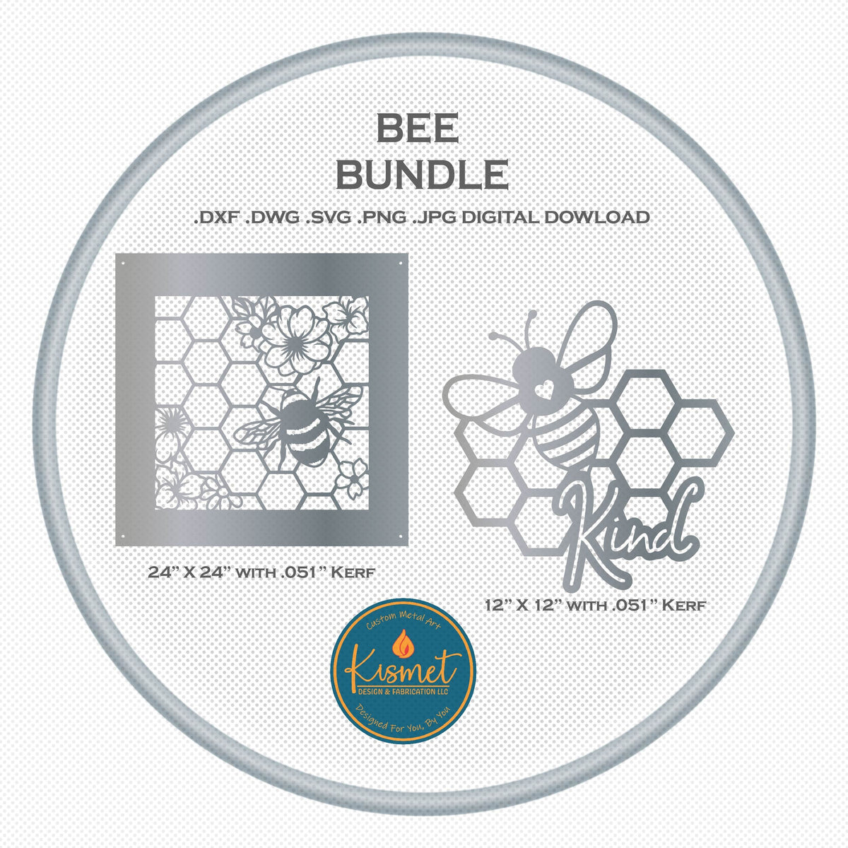 Honeycomb Bee Signs, Set of 2 DXF/SVG design preview with file details
