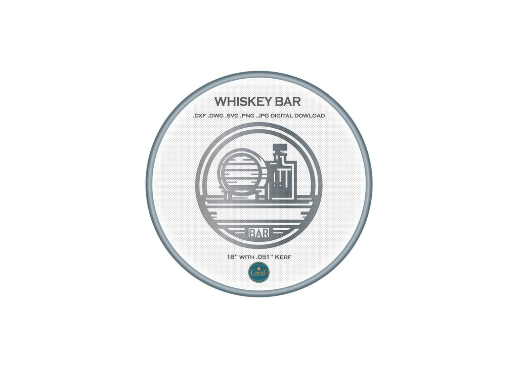 Custom Whiskey Barrel Bar Sign DXF/SVG design preview with file details