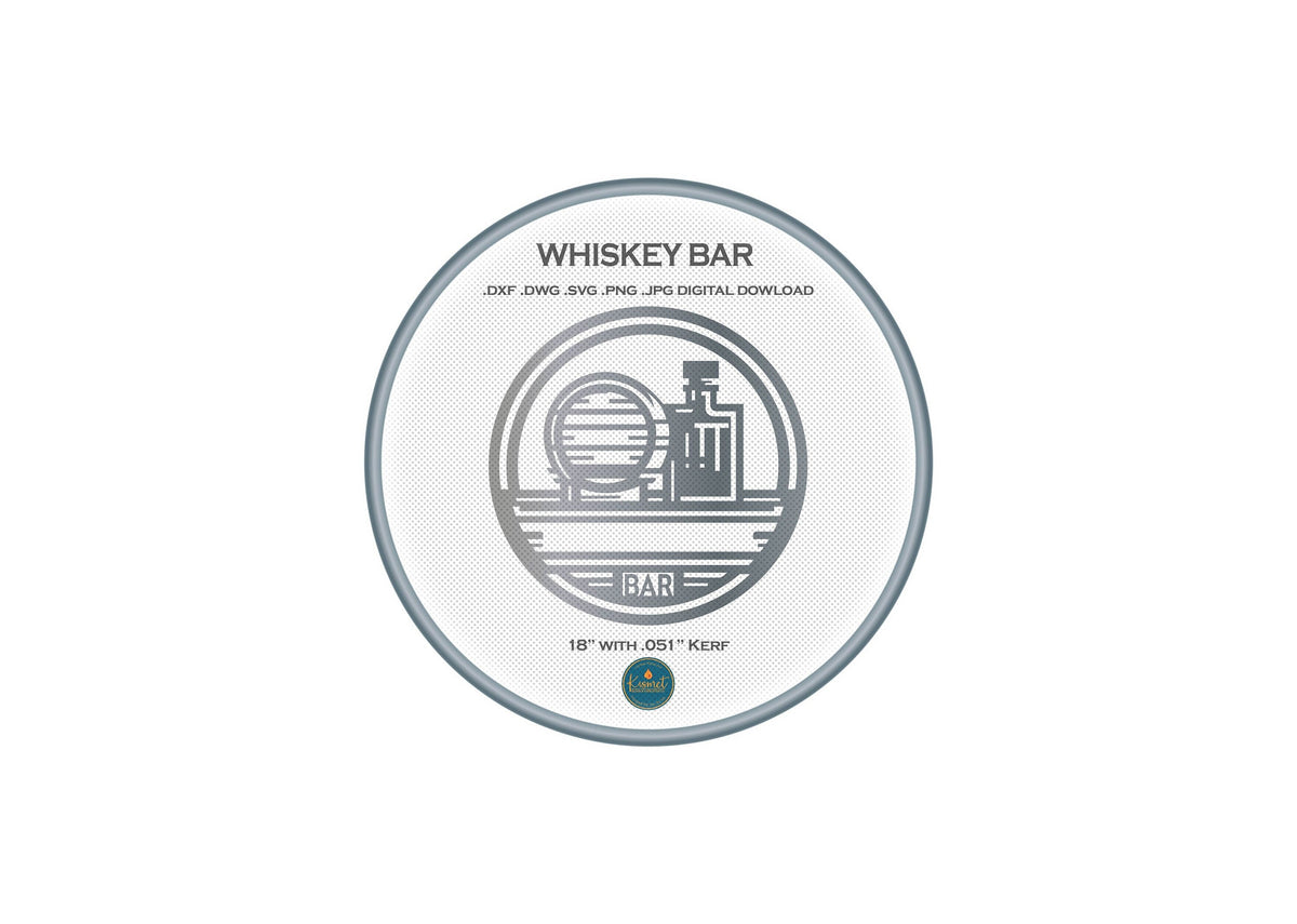 Custom Whiskey Barrel Bar Sign DXF/SVG design preview with file details
