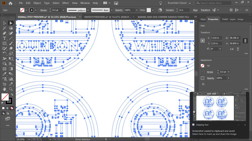 Bourbon Scotch Whiskey Bar Sign Bundle vector paths in design software (photo 4)