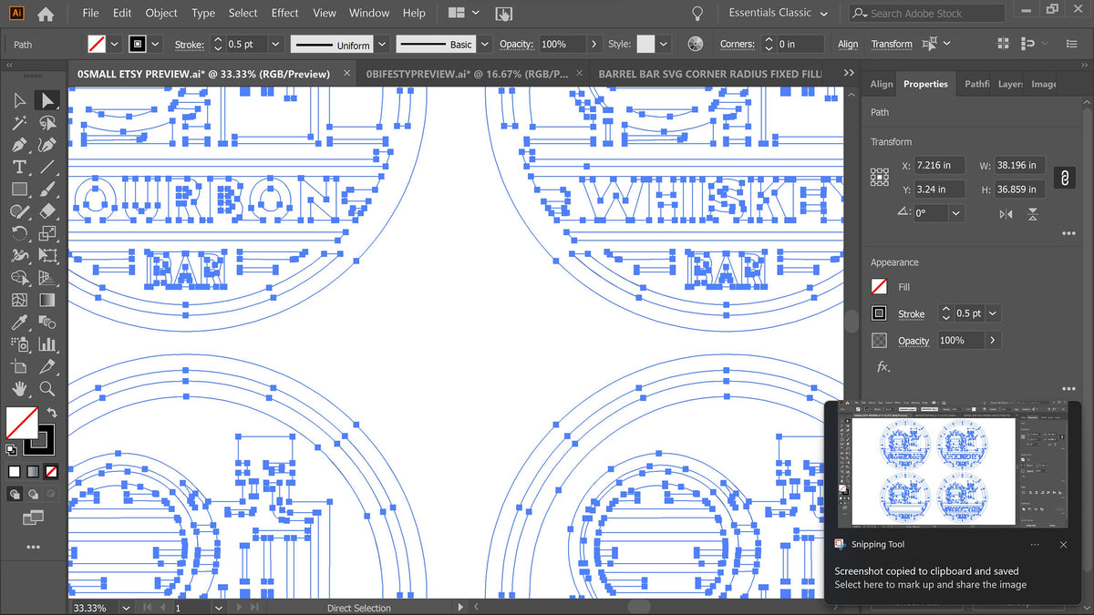 Bourbon Scotch Whiskey Bar Sign Bundle vector paths in design software (photo 4)