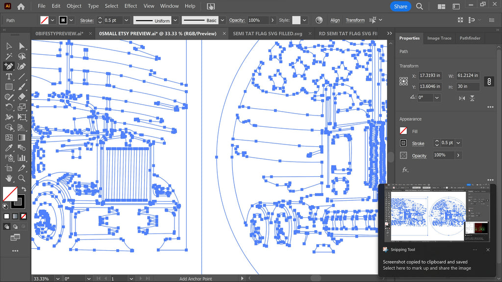 Semi Truck Flag Sign Bundle, 2 Designs vector paths in design software (photo 5)