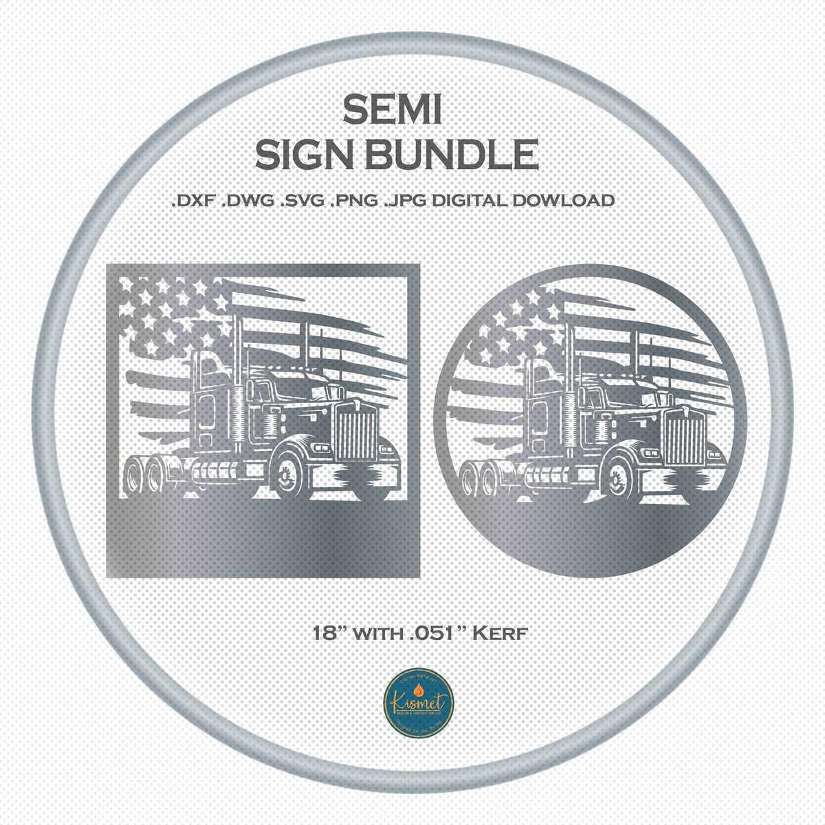 Semi Truck Flag Sign Bundle, 2 Designs DXF/SVG design preview with file details (photo 2)