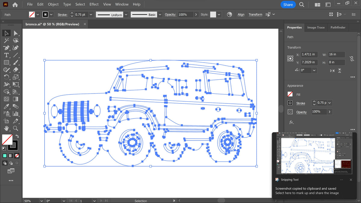 Bronco Truck Sign vector paths in design software (photo 5)