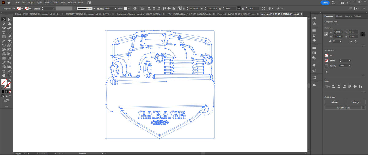 Vintage Truck Garage Sign vector paths in design software (photo 8)