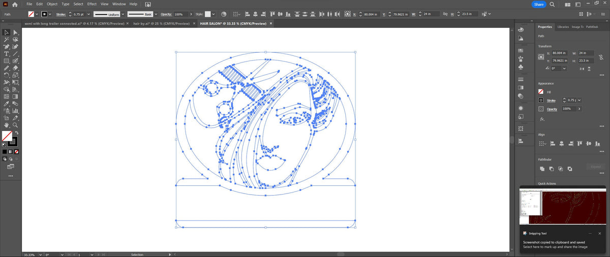 Custom Hair Salon Sign vector paths in design software (photo 7)