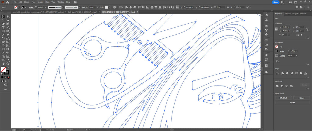 Custom Hair Salon Sign vector paths in design software (photo 8)