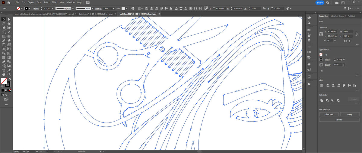 Custom Hair Salon Sign vector paths in design software (photo 8)
