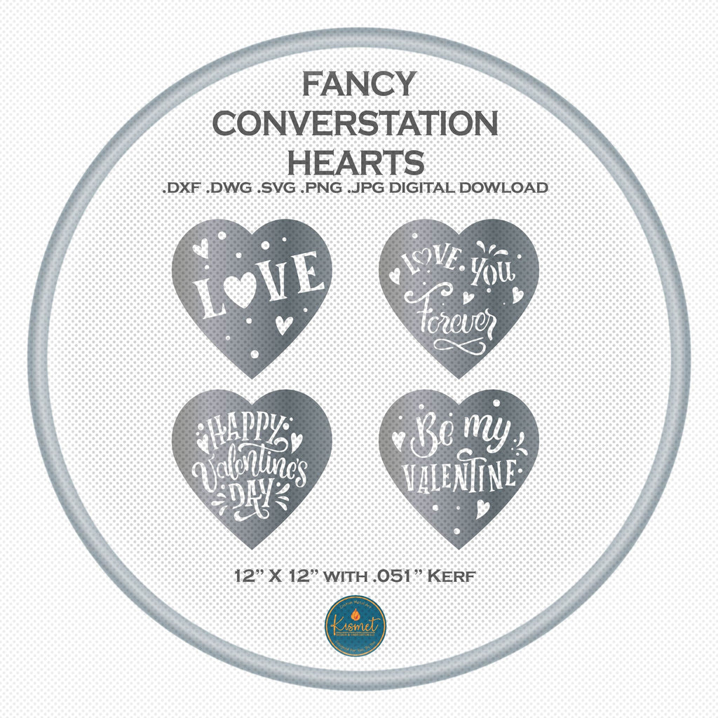 4 Hand-Lettered Valentine Hearts DXF/SVG design preview with file details (photo 3)