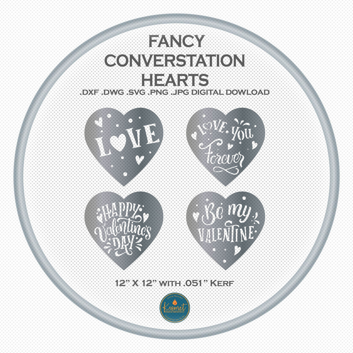 4 Hand-Lettered Valentine Hearts DXF/SVG design preview with file details (photo 3)