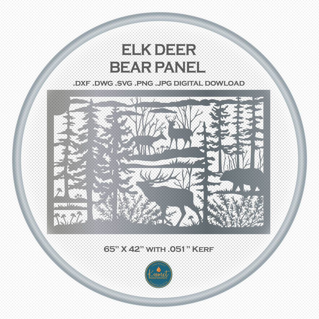 Elk Wildlife Railing Panel DXF/SVG design preview with file details (photo 2)