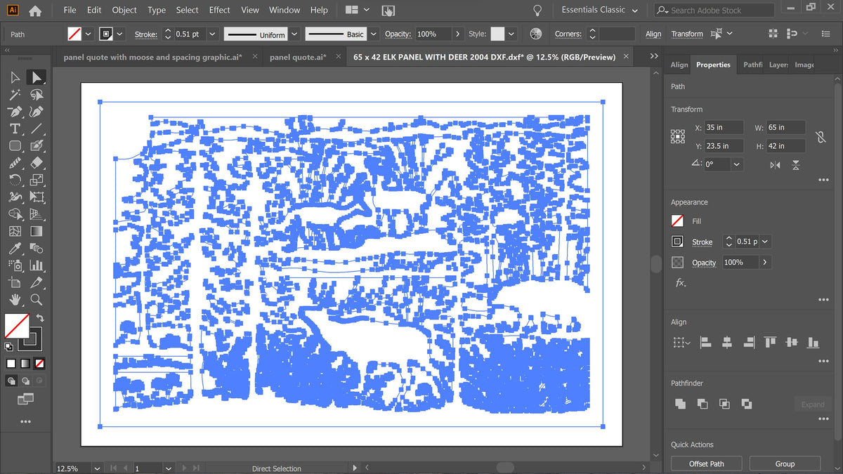 Elk Wildlife Railing Panel vector paths in design software