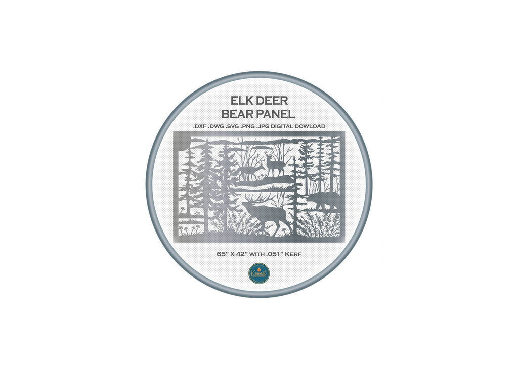 Elk Wildlife Railing Panel DXF/SVG design preview with file details