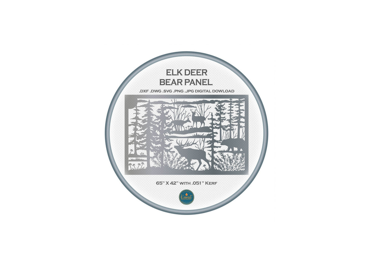 Elk Wildlife Railing Panel DXF/SVG design preview with file details