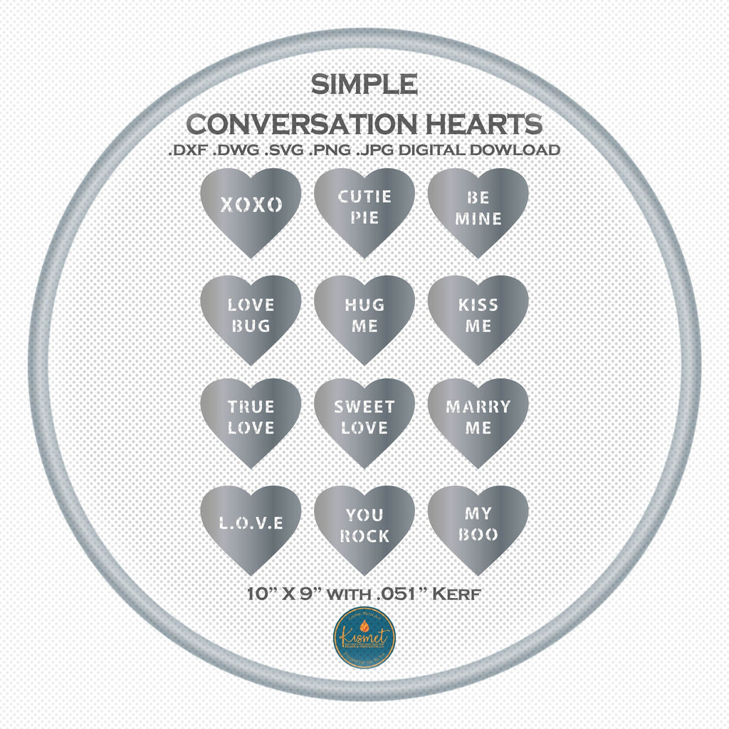 12 Candy Conversation Hearts Set DXF/SVG design preview with file details (photo 2)