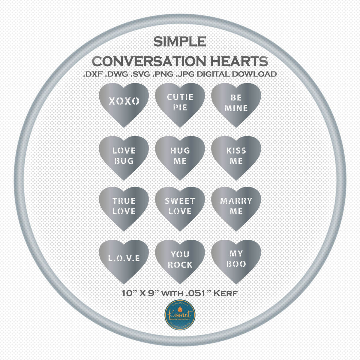 12 Candy Conversation Hearts Set DXF/SVG design preview with file details (photo 2)