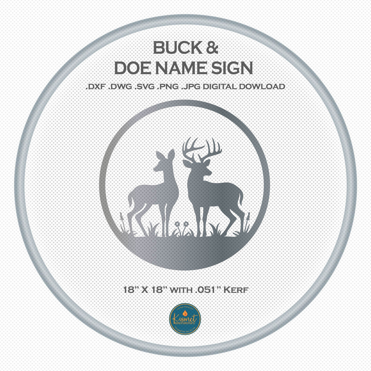 Buck and Doe Circle Sign DXF/SVG design preview with file details (photo 2)