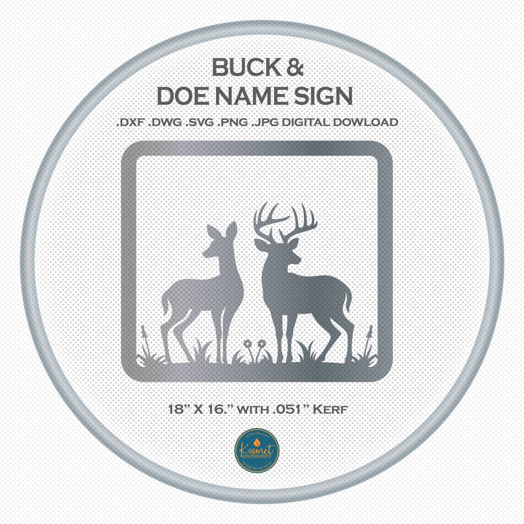Buck and Doe Square Frame Sign DXF/SVG design preview with file details