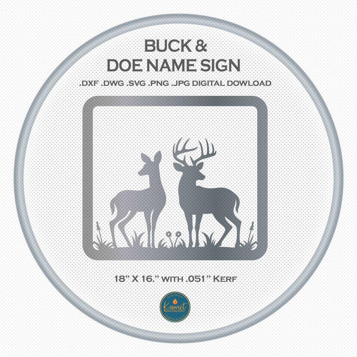 Buck and Doe Square Frame Sign DXF/SVG design preview with file details