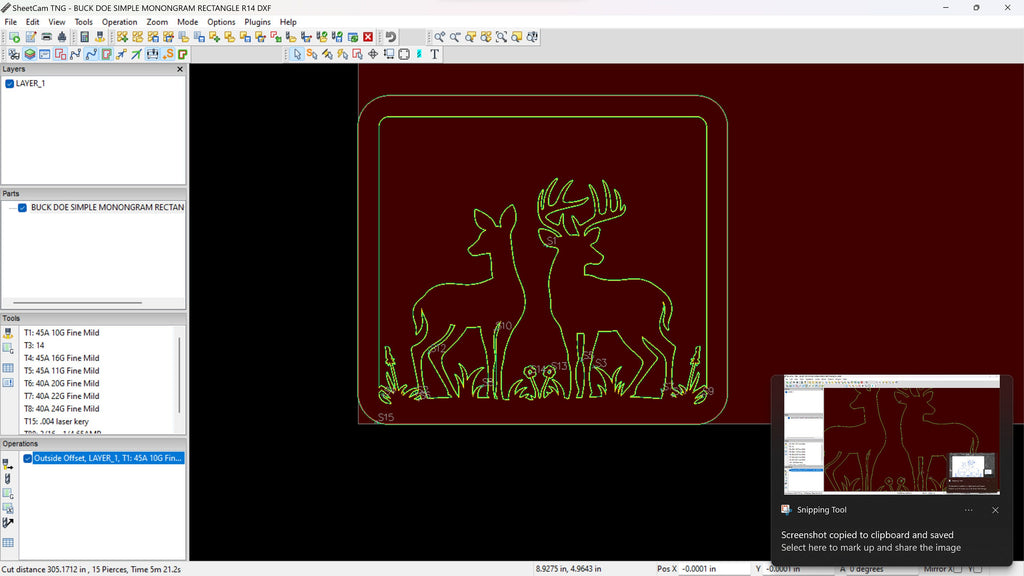 Buck and Doe Square Frame Sign vector paths in design software (photo 7)