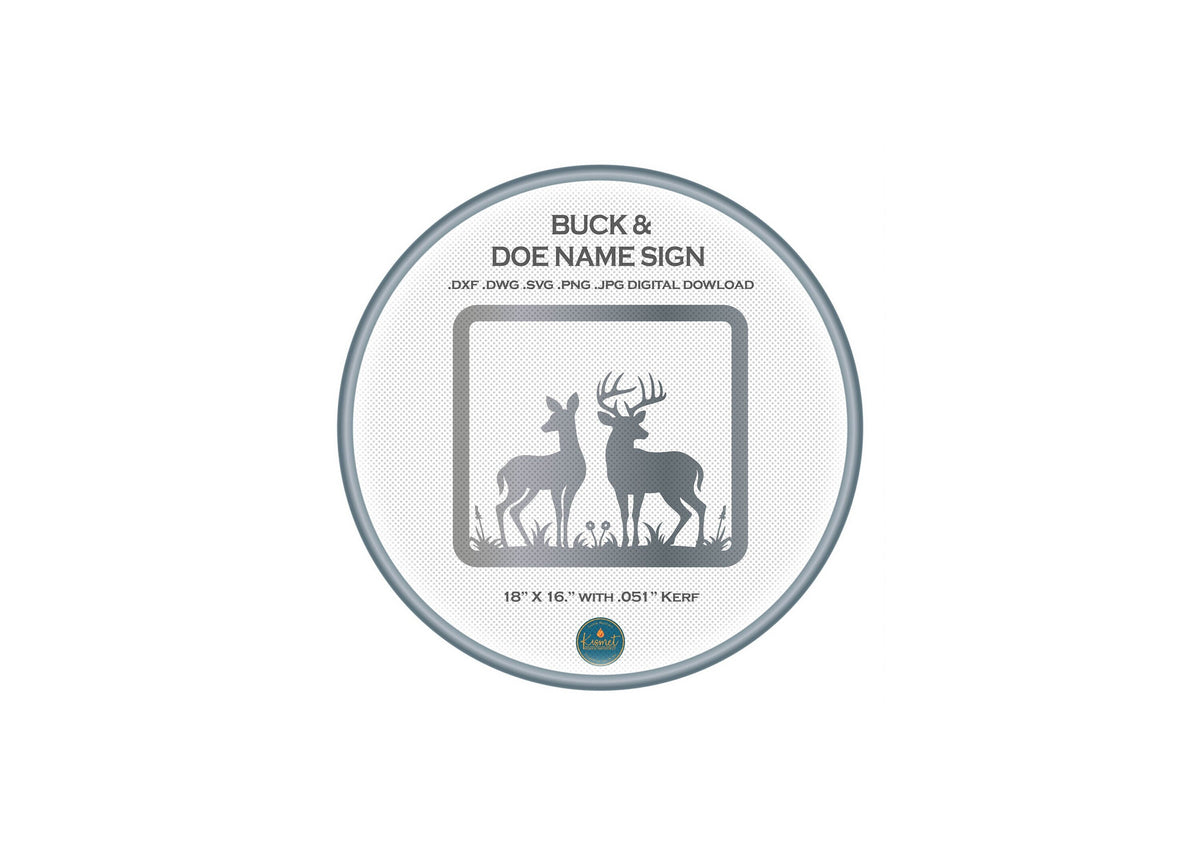 Buck and Doe Square Frame Sign DXF/SVG design preview with file details (photo 4)