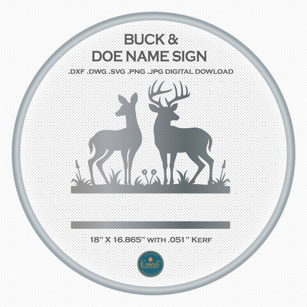 Buck and Doe Name Bar Sign DXF/SVG design preview with file details (photo 3)