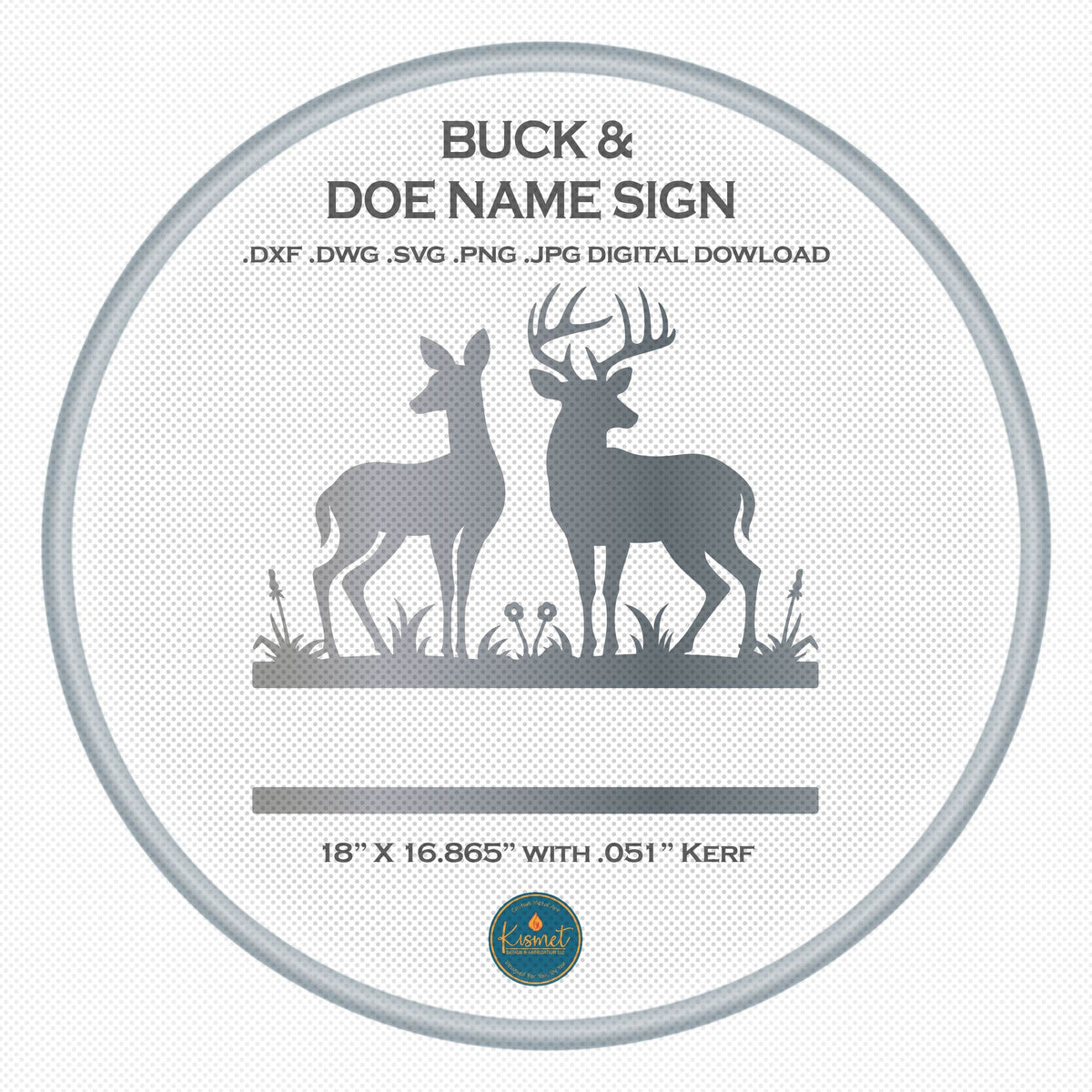 Buck and Doe Name Bar Sign DXF/SVG design preview with file details (photo 3)