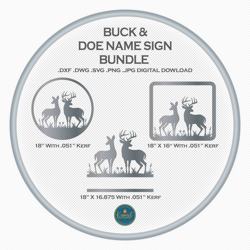 Buck and Doe Deer Signs, Set of 3 DXF/SVG design preview with file details (photo 2)