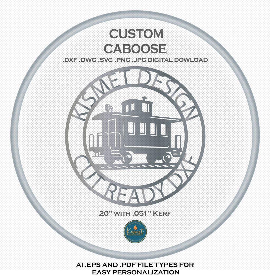 Custom Caboose Train Sign DXF/SVG design preview with file details (photo 3)