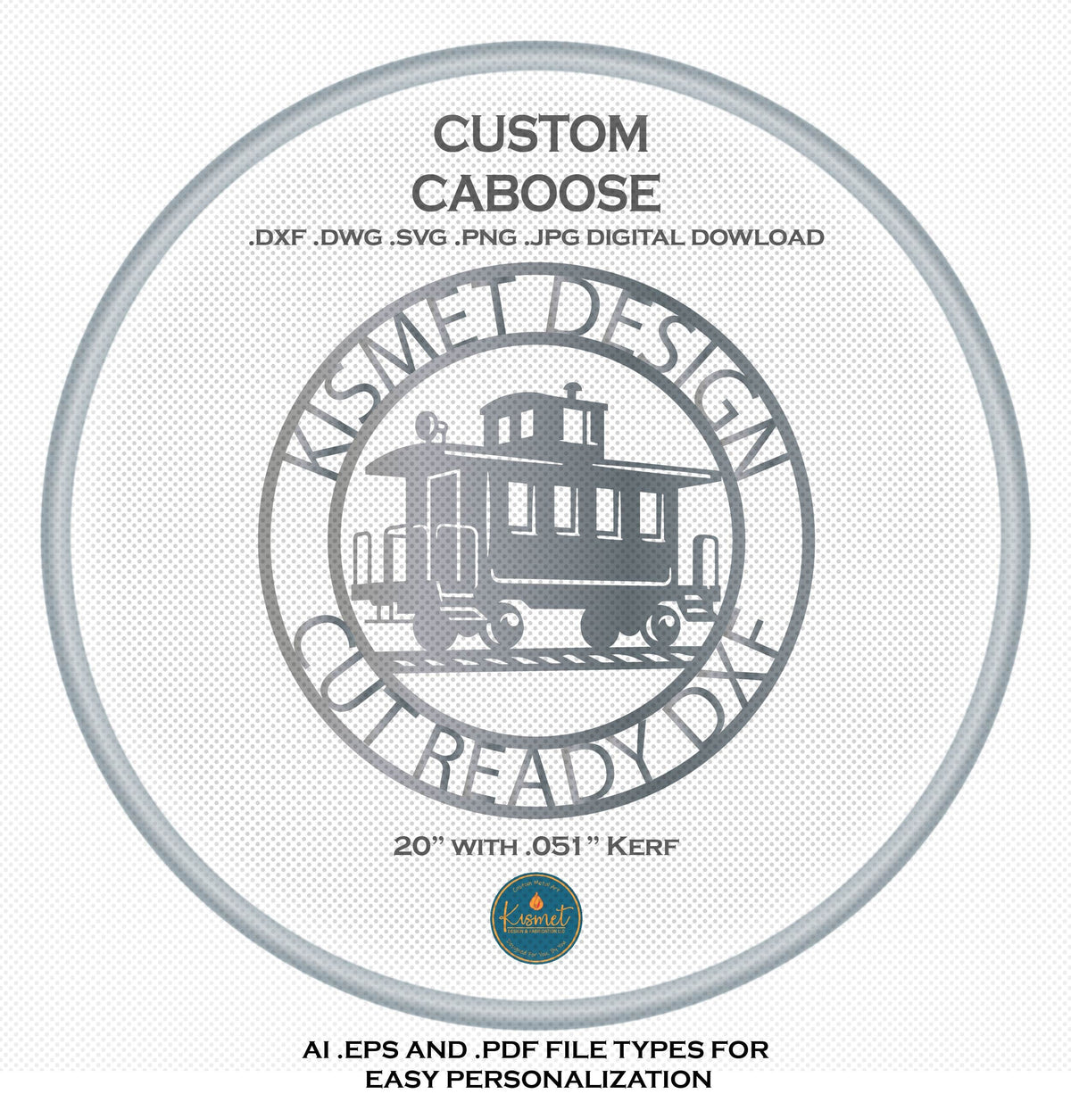 Custom Caboose Train Sign DXF/SVG design preview with file details (photo 3)