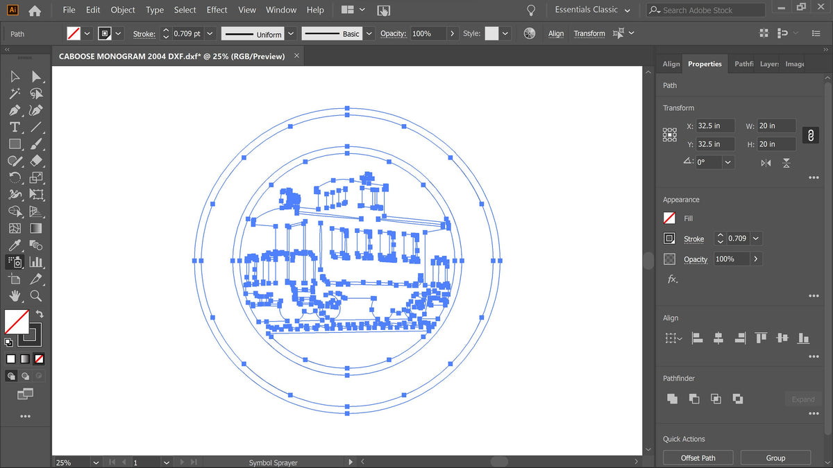 Custom Caboose Train Sign vector paths in design software (photo 5)