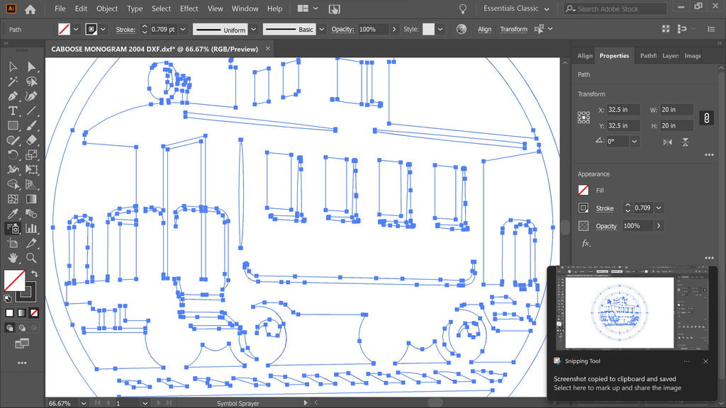 Custom Caboose Train Sign vector paths in design software (photo 6)