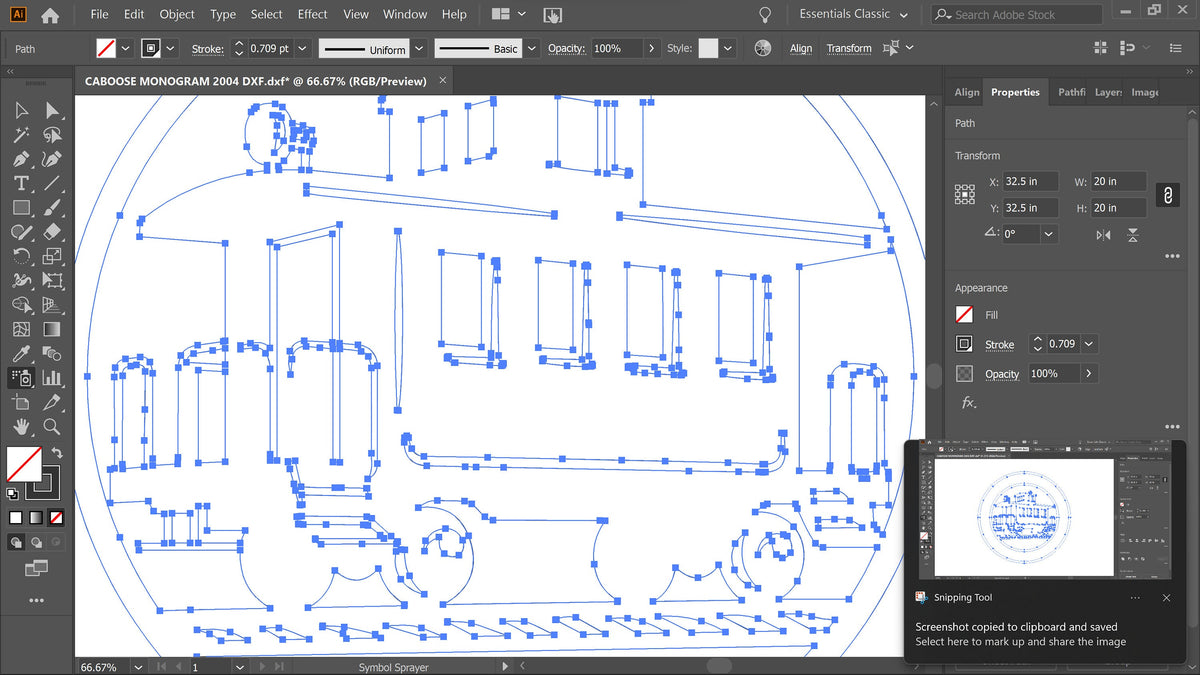 Custom Caboose Train Sign vector paths in design software (photo 6)