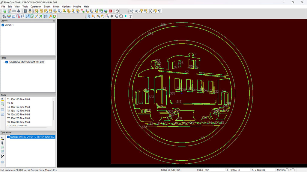 Custom Caboose Train Sign vector paths in design software (photo 7)