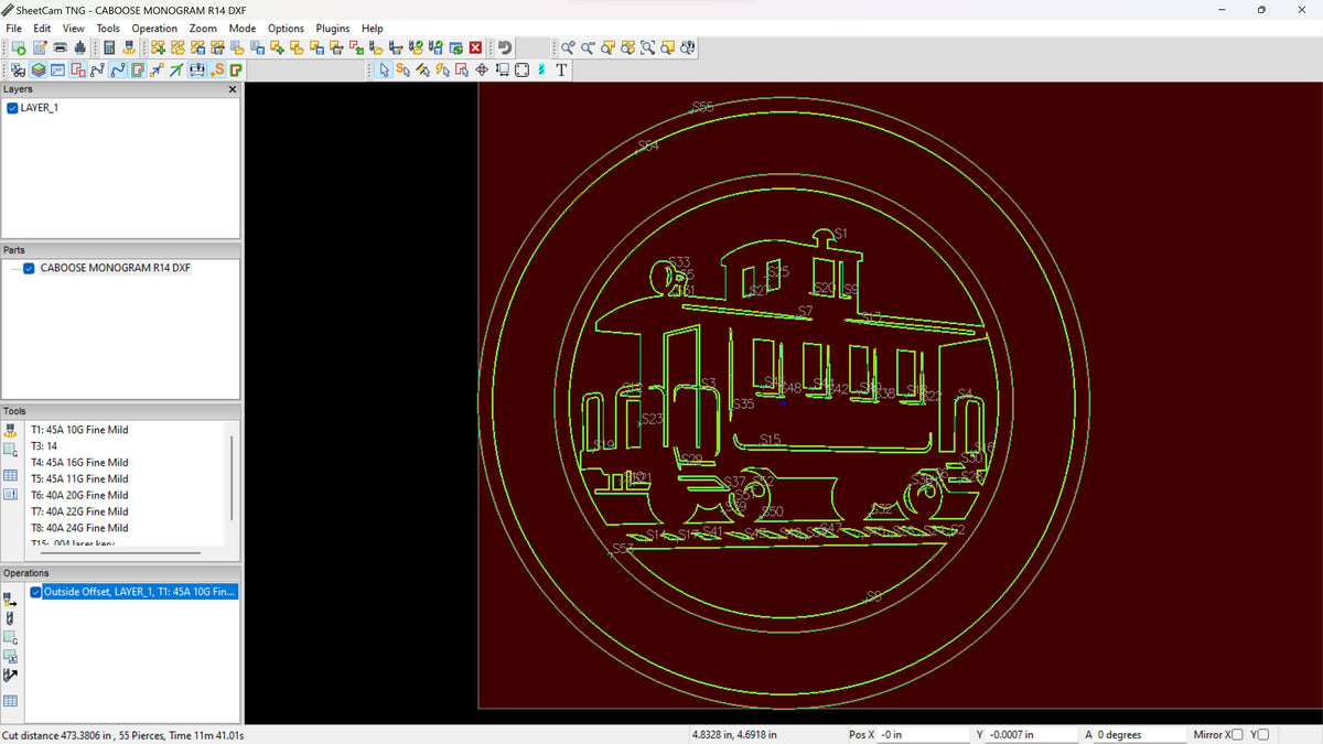 Custom Caboose Train Sign vector paths in design software (photo 7)
