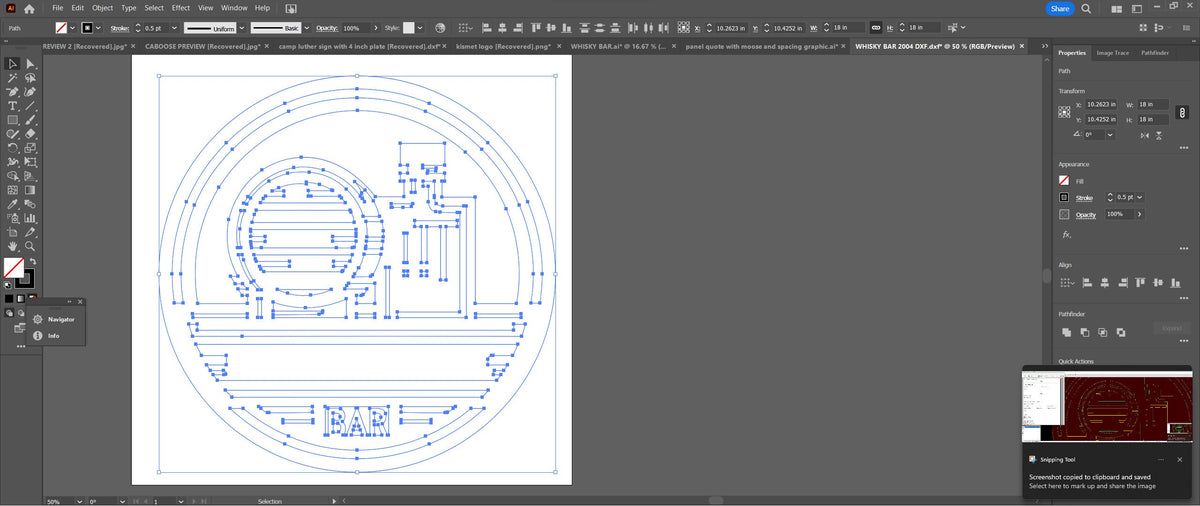 Custom Whiskey Barrel Bar Sign vector paths in design software (photo 5)